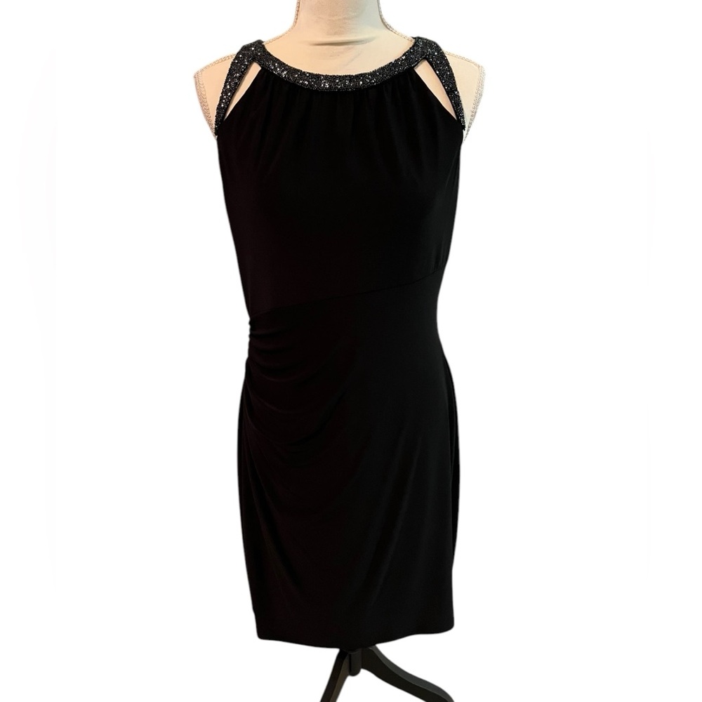 NWOT - Lauren Ralph Lauren Black Beaded Halter Cocktail Dress